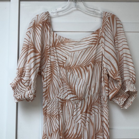 Roxy Evening Delight midi dress front bow tie palm frond pattern L - Picture 9 of 11